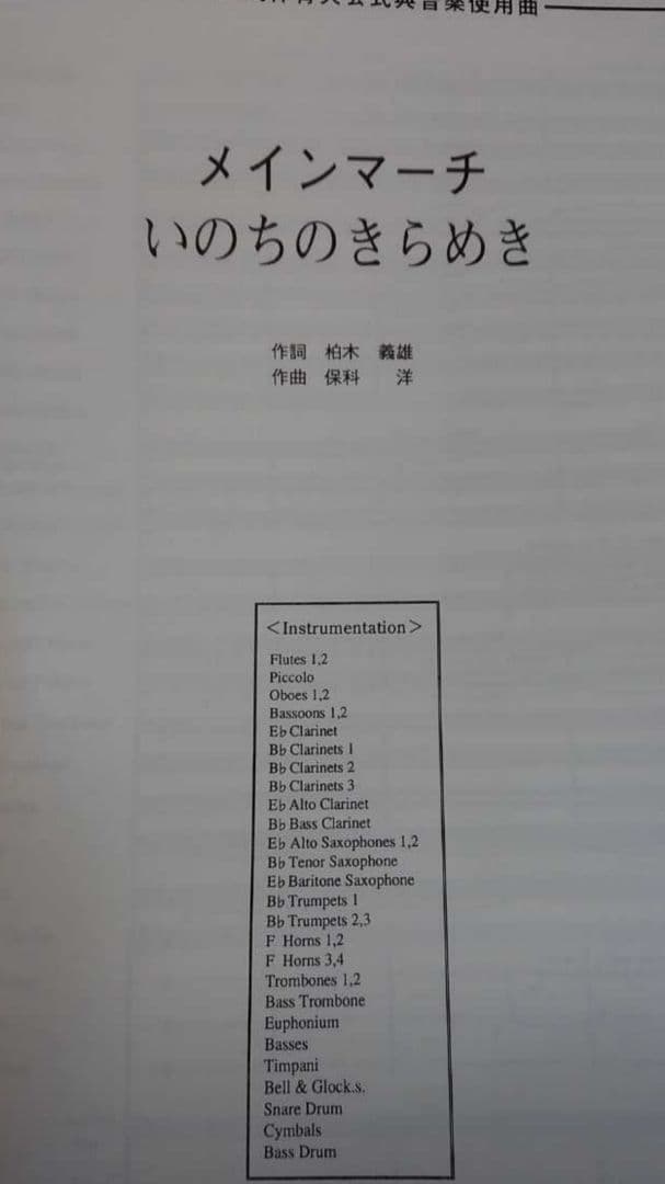 1/25削除 最終値下げ　絶版 保科洋 メインマーチ「いのちのきらめき」
