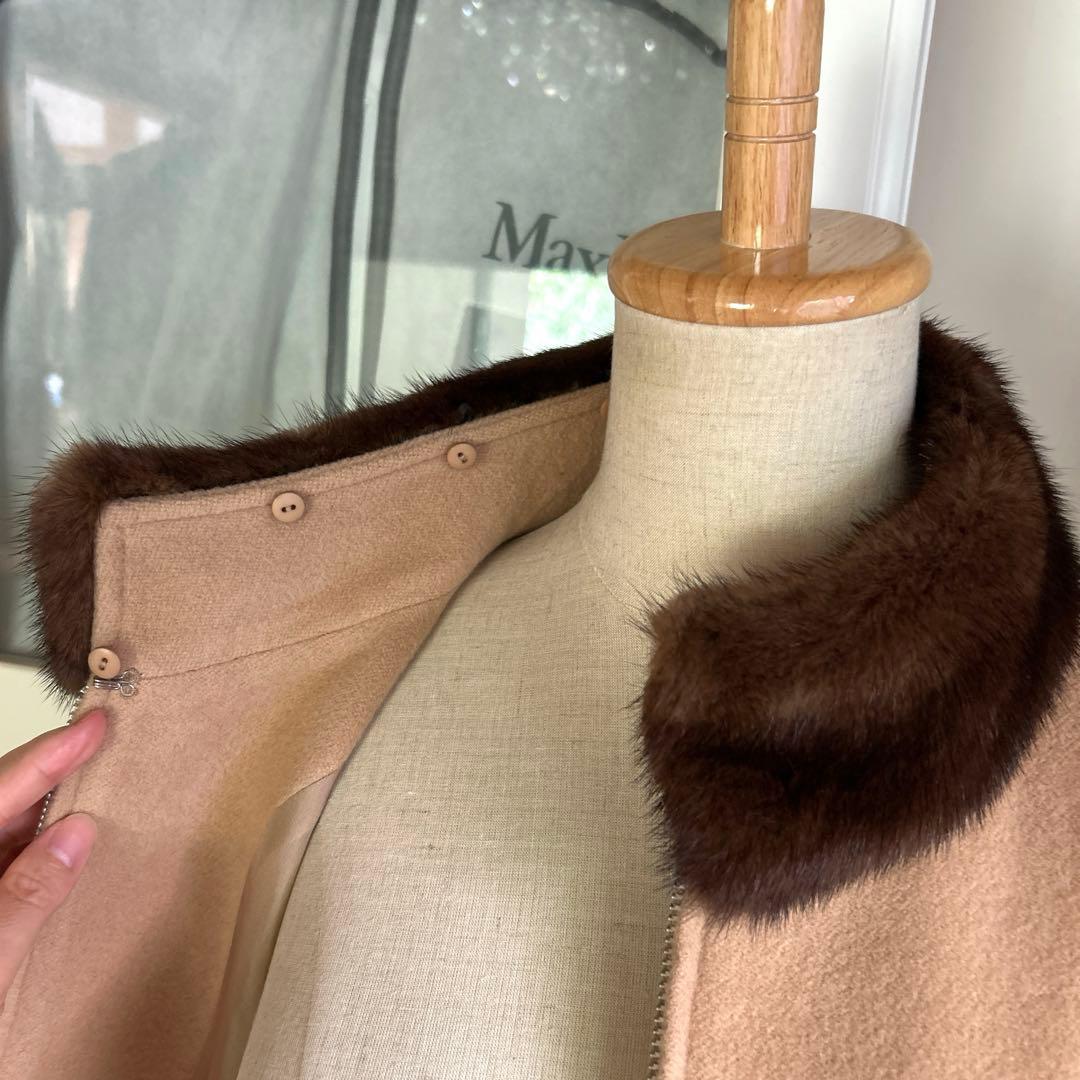 美品　ルネ　美しいシルエット　ミンクファー取り外し可能　ワンピース風ロングコート