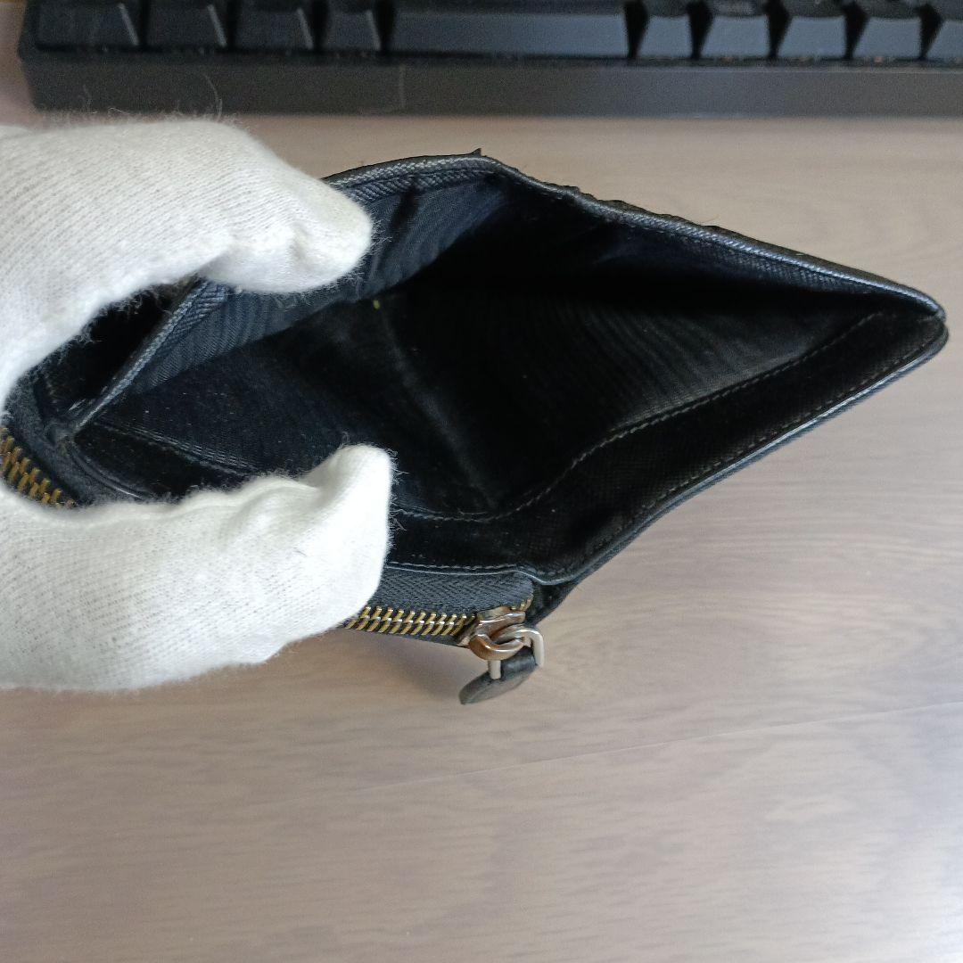 PRADA プラダ二つ折り財布ナイロン ラ ウンドジップ サフィアーノ 三角ロゴ
