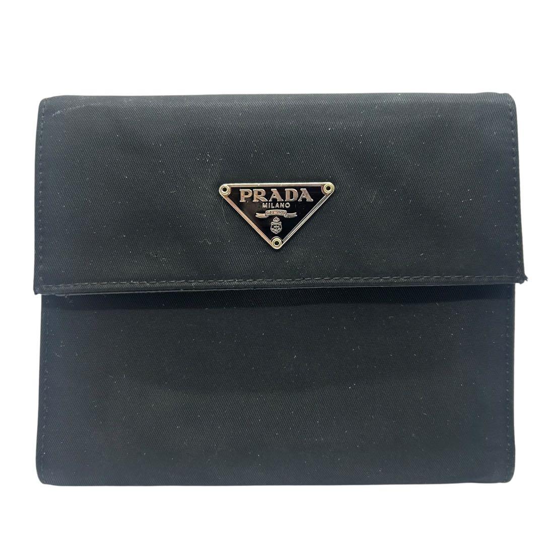 PRADA プラダ テスートナイロン 三つ折り財布 ブラック 黒 三角ロゴ