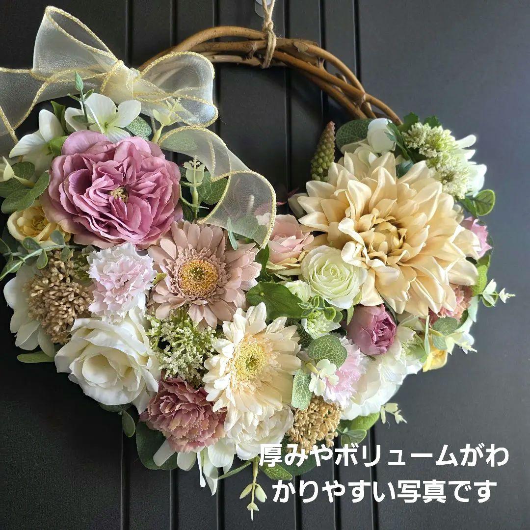 フラワーリース 初春月 2 咲き誇る花たちの花かご 超特大 玄関リース 造花