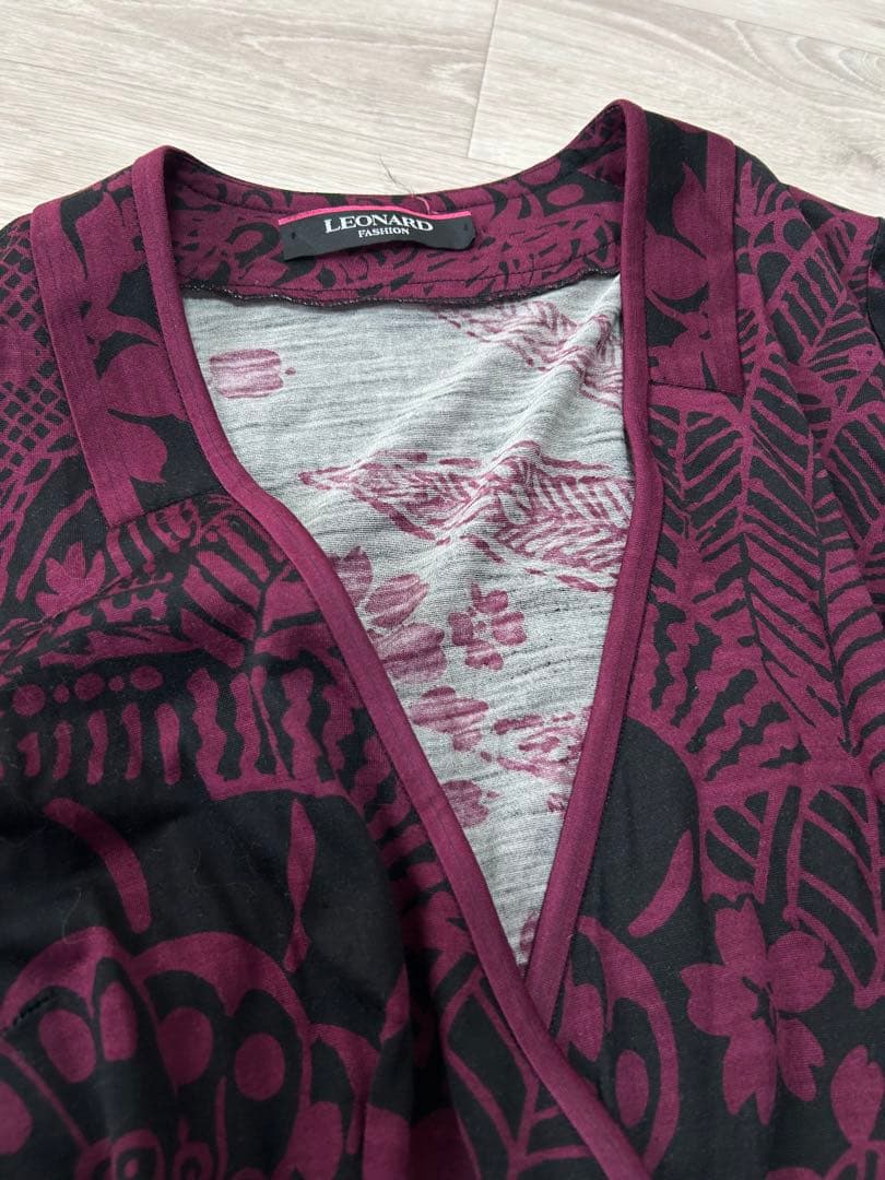 LEONARD FASHION シルク混 カシュクール ワンピース M