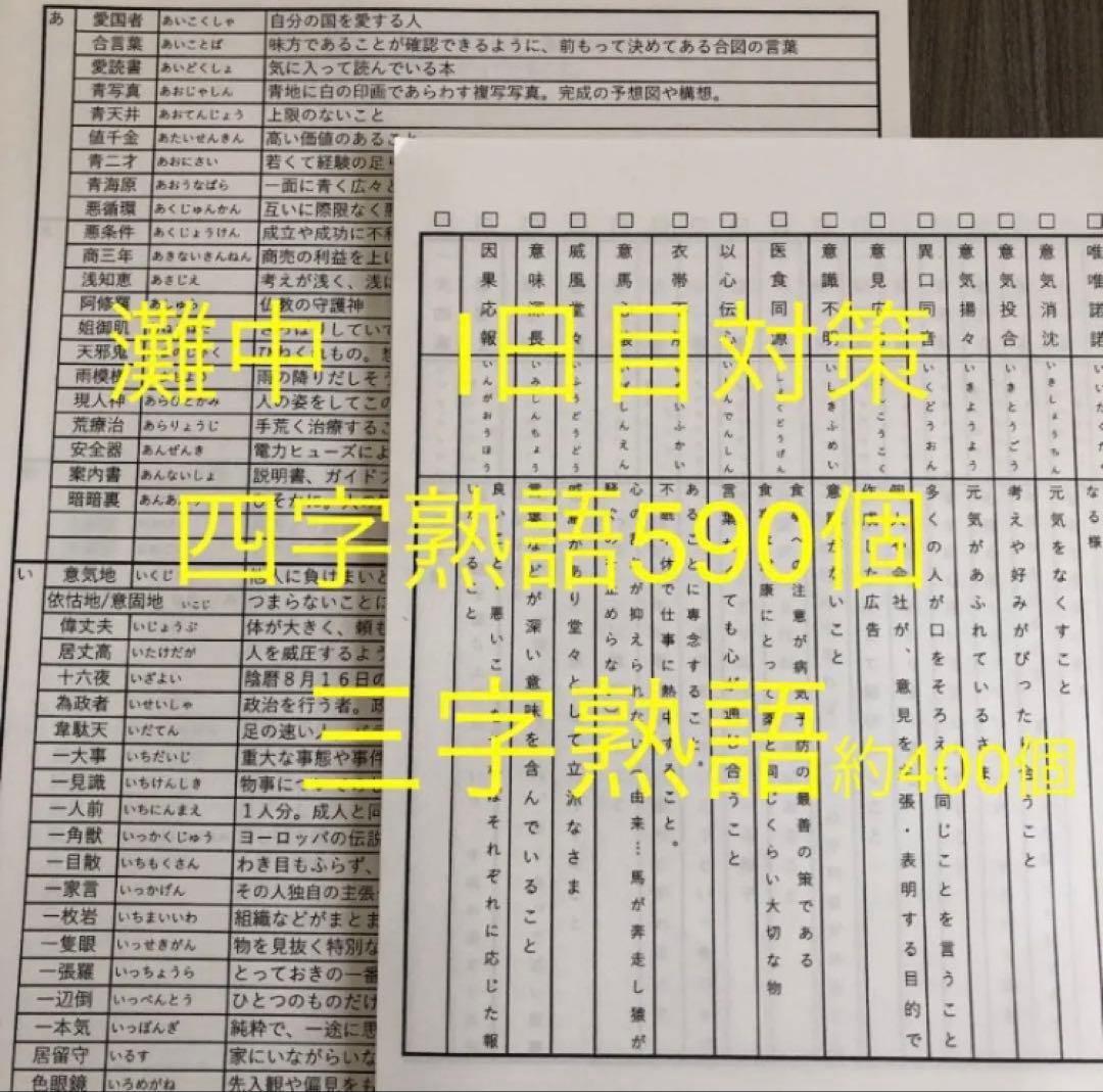 なっつりたーん　灘中　中学受験　国語 1日目対策資料　4セット