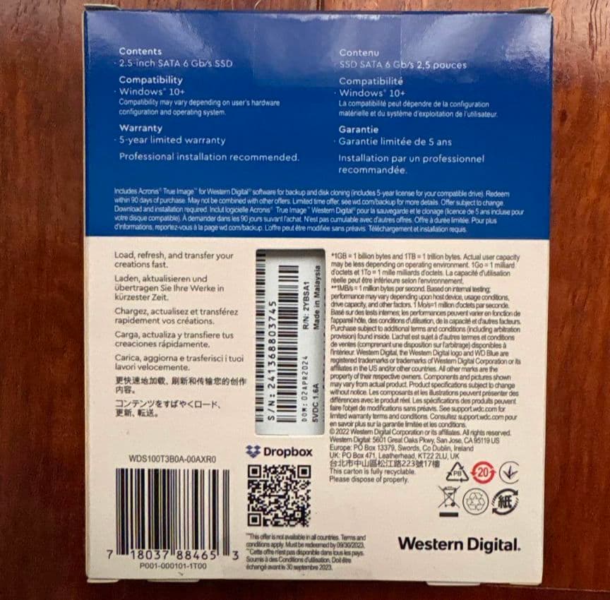 新品未開封　WD Blue SA510 1TB SATA SSD