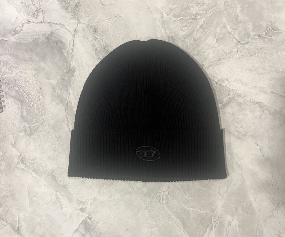 DIESEL ブラックニットビーニー ニット帽
