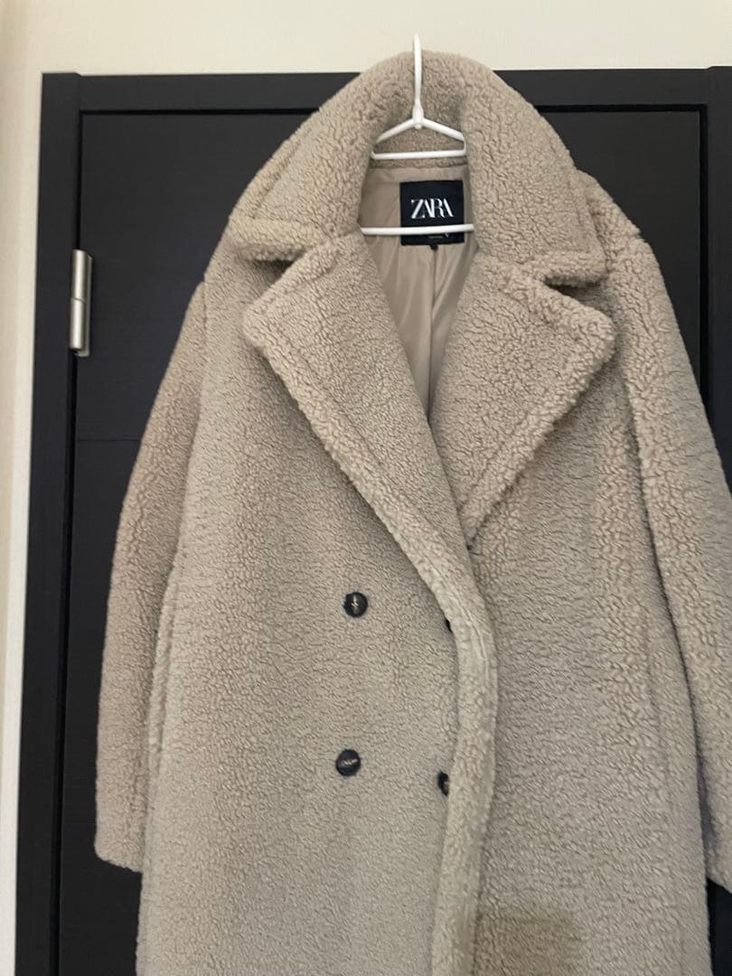値下げ】　ZARA ベージュ ファー　 ロングコート