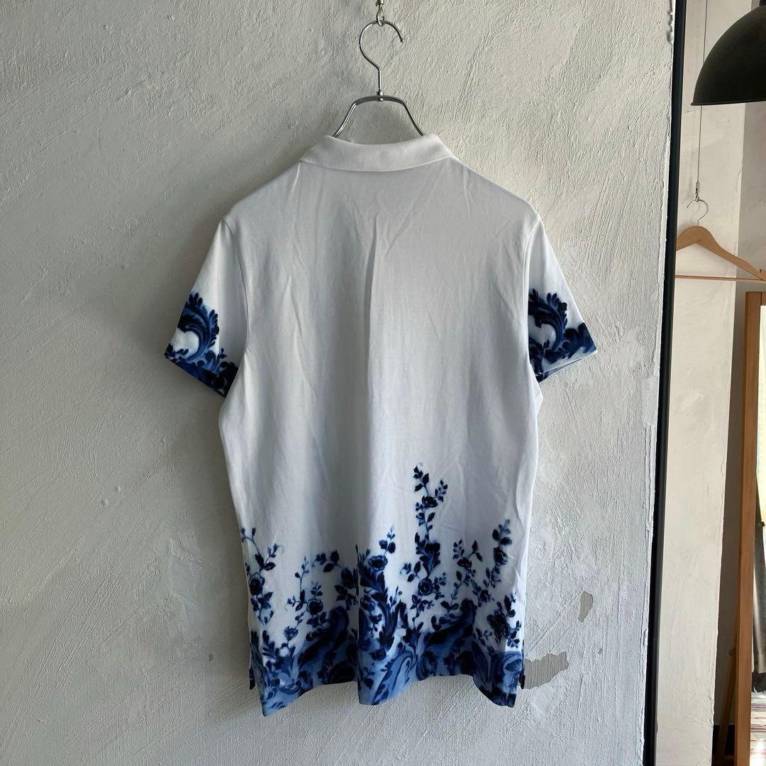 美品 RALPH LAUREN インディゴ染め 花柄 ポロシャツ ラルフローレン