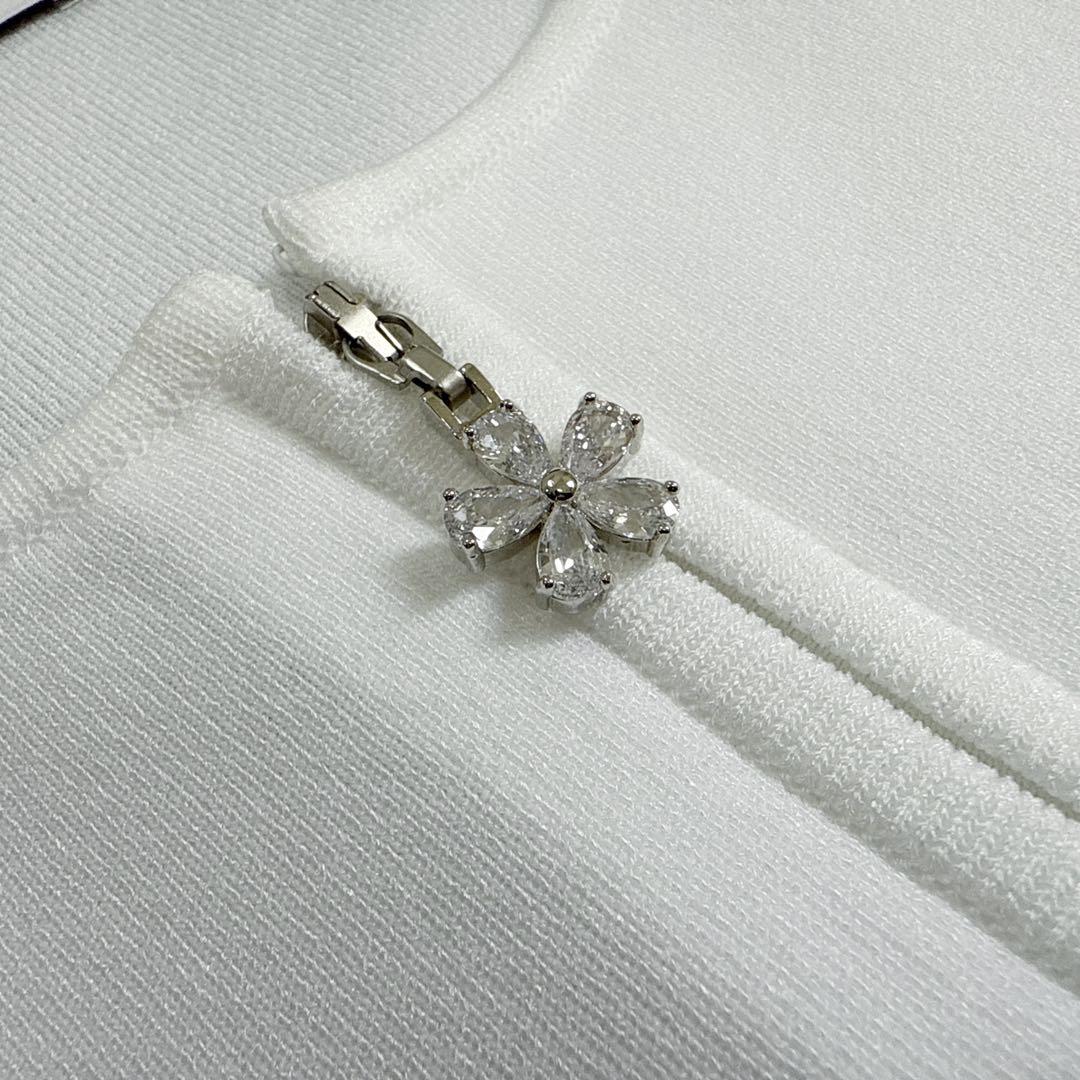 Rene ルネ ♡ ジップアップ ジルコニア カーディガン 38 ホワイト