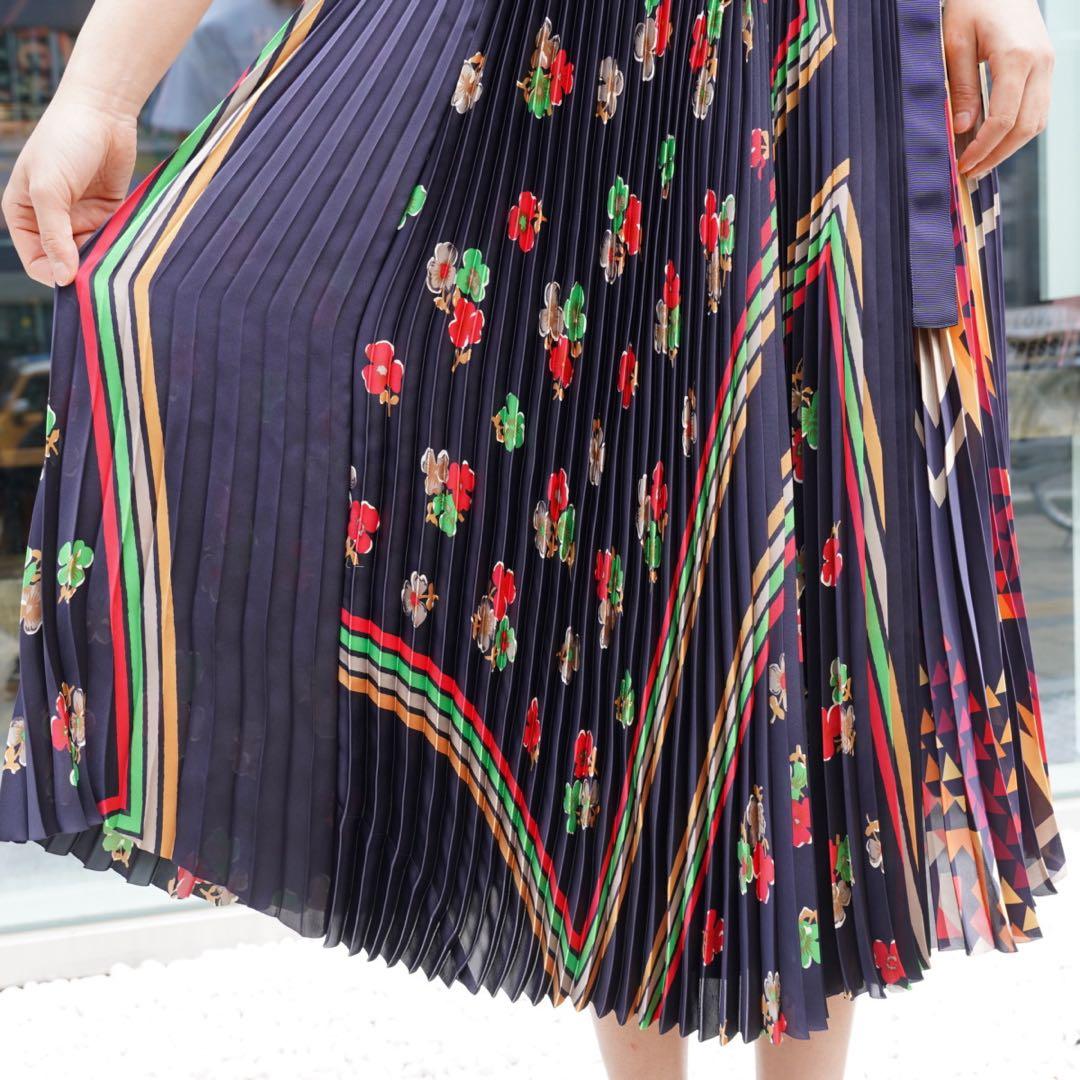 美品[sacai]1ArchivePrintMixSkirt(NAVY)
