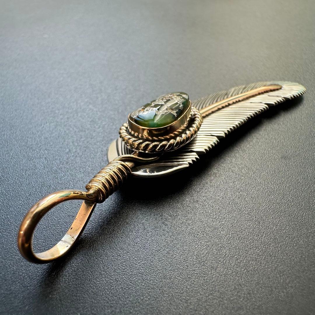 Navajo Harvey Mace 12KGF×ターコイズ ペンダントトップ