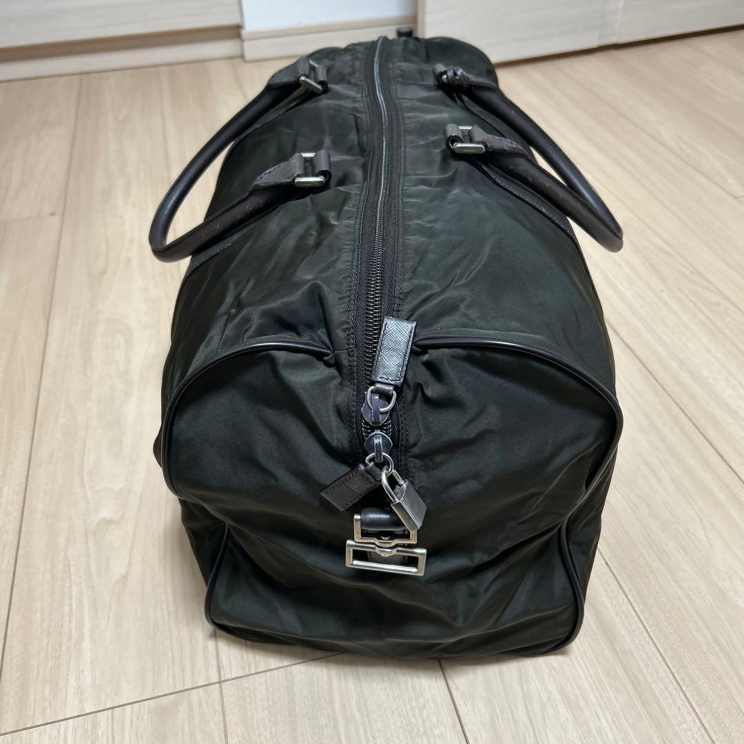【ダメージあり】PRADA ナイロンボストンバッグ　ダークブラウン、カーキ