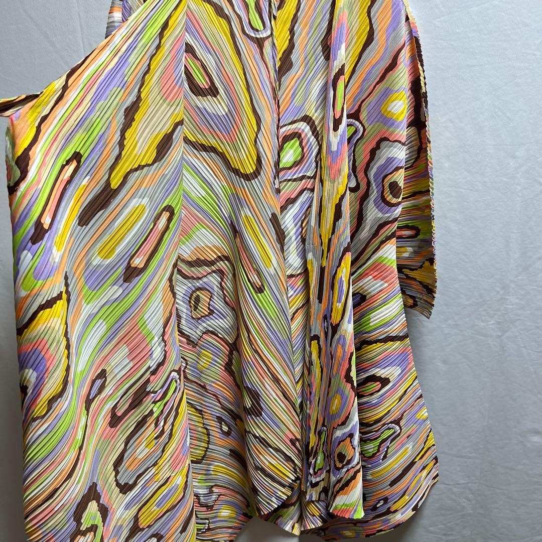 PLEATS PLEASE マーブル　カットソー　カーディガン　グラデーション