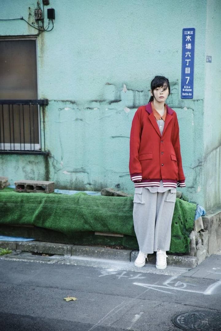 ha za ma スタジャンとジャケットの二重奏 ハザマ レッド 赤