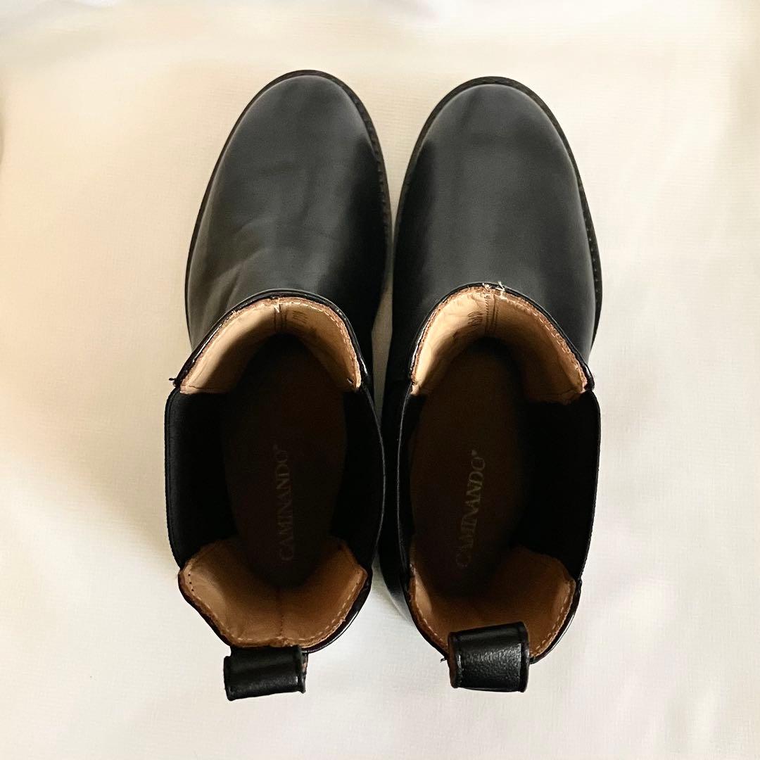 【CAMINANDO】カミナンド 24㎝ サイドゴアブーツ 黒 レザー