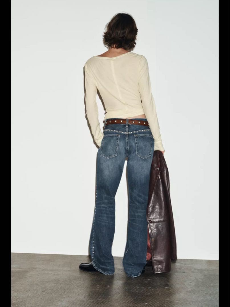 【今季完売品】ZARA TRF スラング スタッズデニム