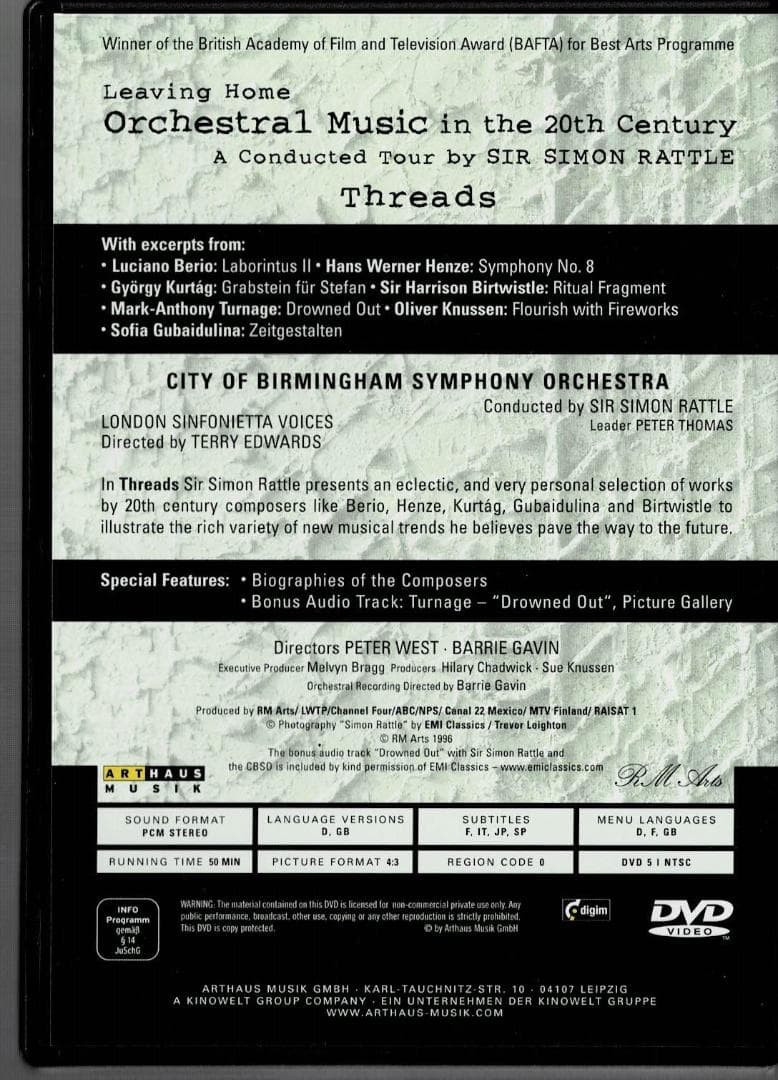 7DVD リーヴィング・ホーム 20世紀の管弦楽曲 サイモン・ラトル 音楽旅行