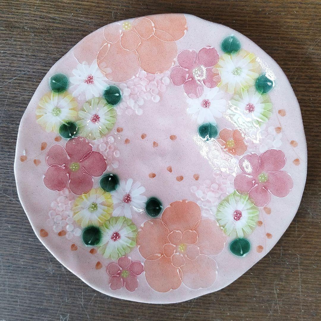 【新品・未使用】工房ゆずりは　紅彩花化粧　パスタ皿　カレー皿　陶器　食器　料理