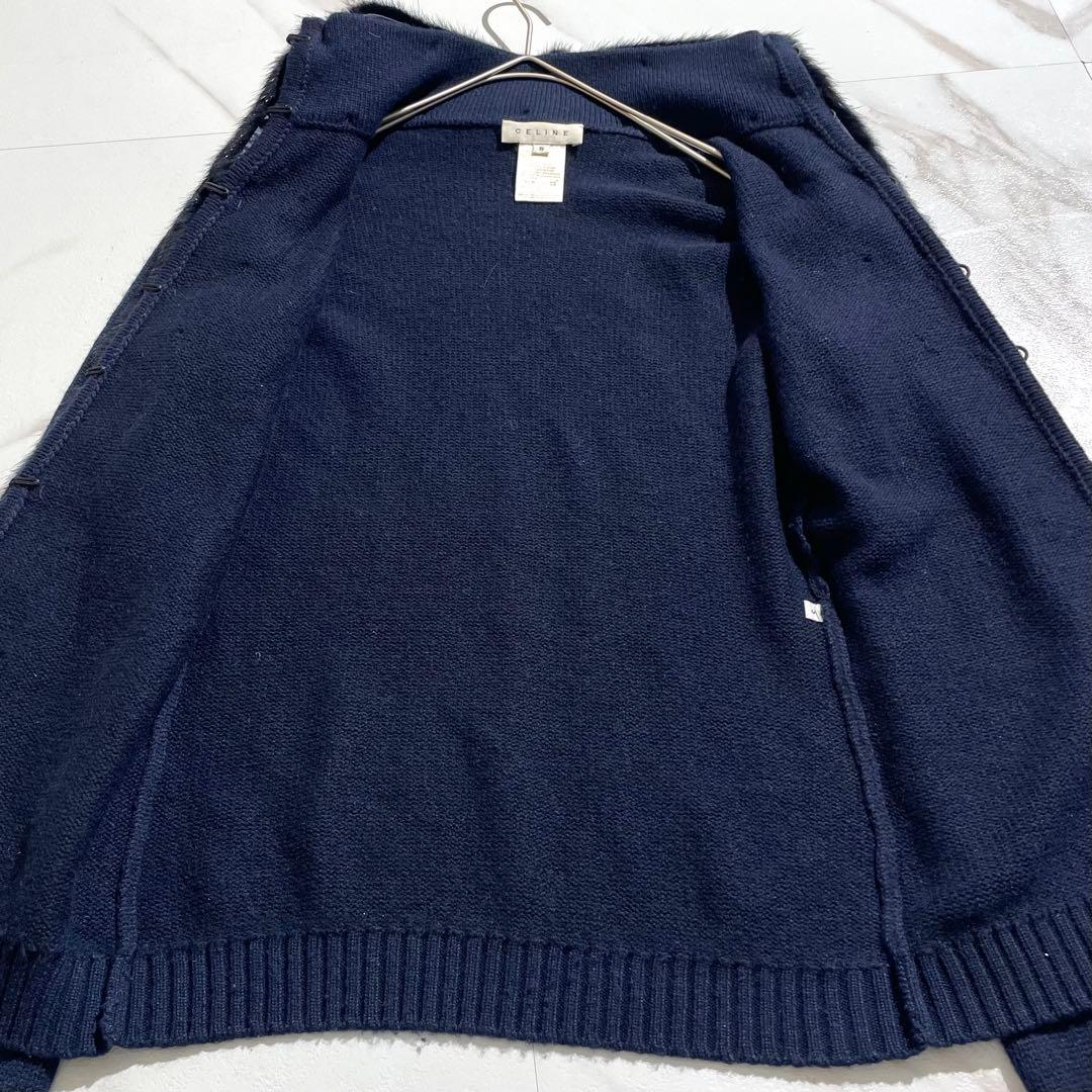 極美品✨ セリーヌ CELINE ミンク カーディガン カシミヤ素材 ネイビー