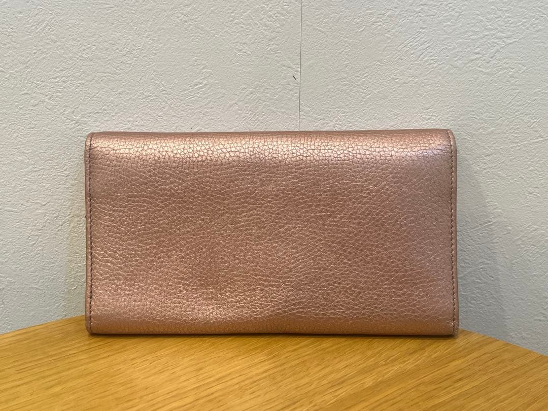 ◆GUCCI グッチ ソーホー 2つ折り 長財布 レザーメタリック USED品◆