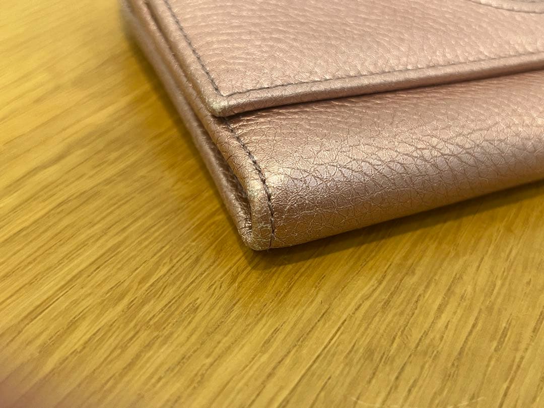 ◆GUCCI グッチ ソーホー 2つ折り 長財布 レザーメタリック USED品◆