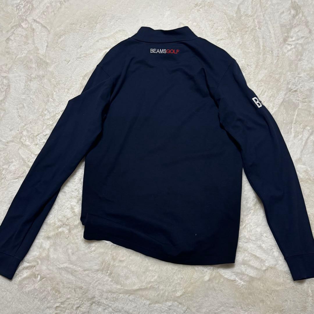 美品【BEAMS GOLF】ネイビー長袖カットソー　モックネック　Mサイズ
