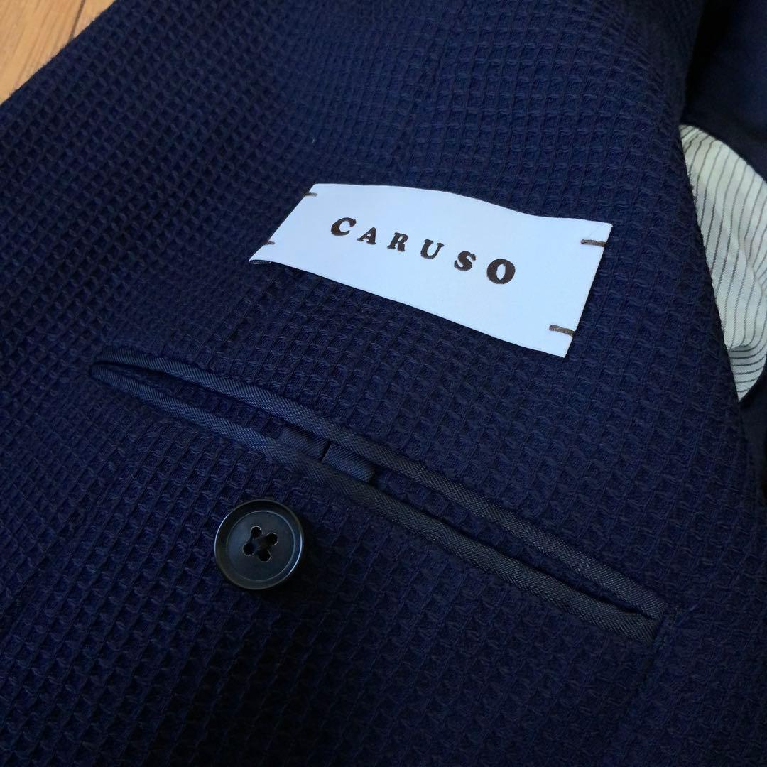 CARUSO カルーゾ ウール ダブルジャケット 44 ネイビー 伊製