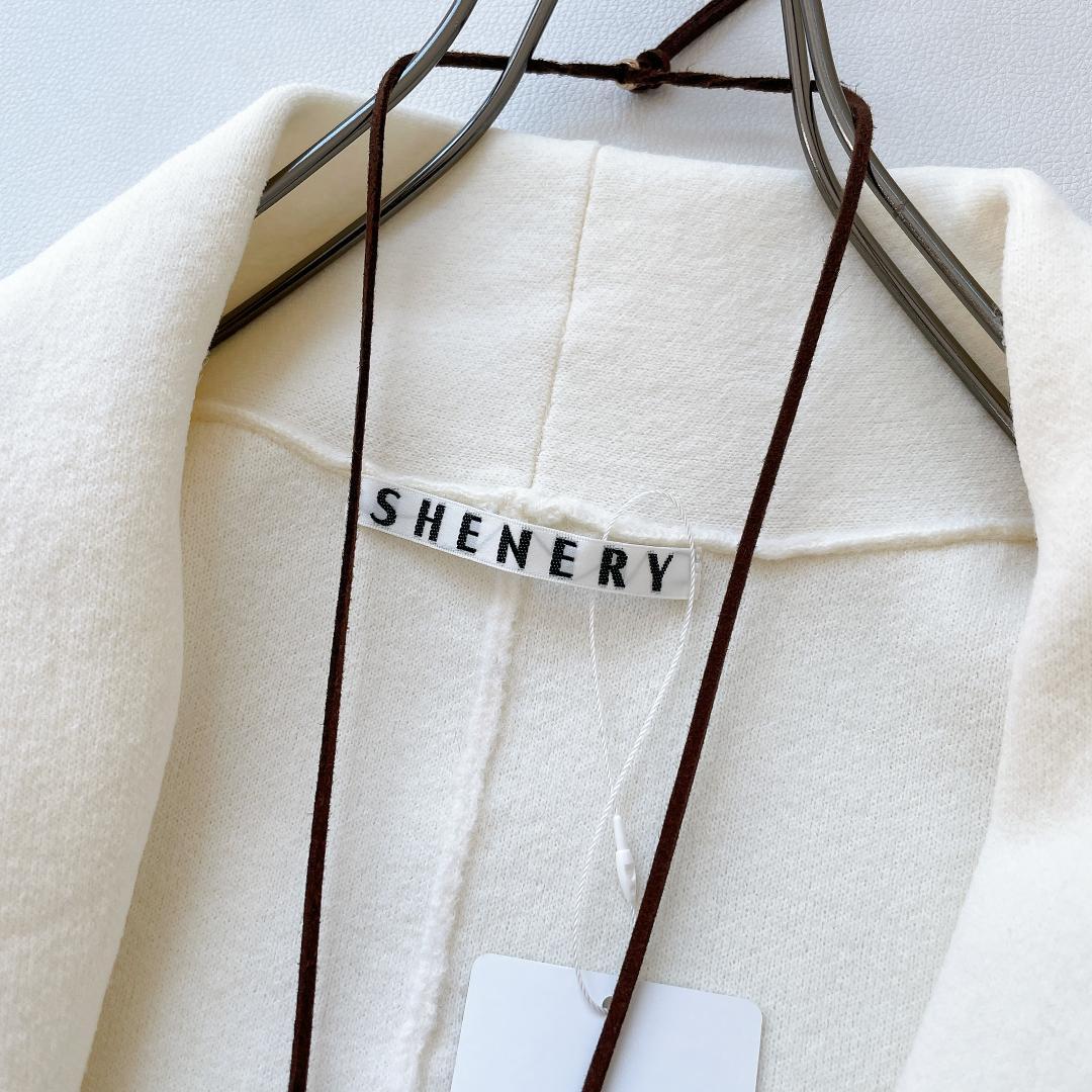 【美品】SHENERY シーナリー 接結ニットガウンコート アイボリー ロング丈