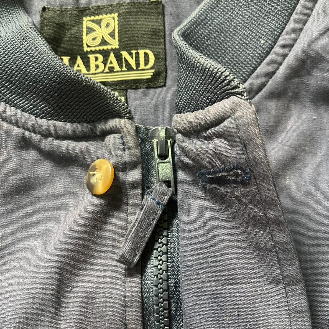 90s HABAND ダービージャケット M ネイビー カップショルダー 古着