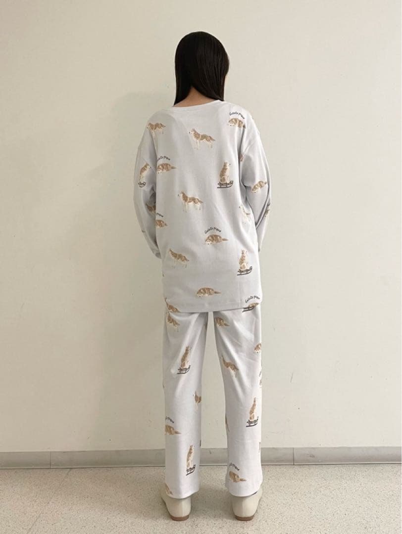 新品♡レア♡ジェラートピケ ハスキー柄プルオーバー&ロングパンツ 上下セット