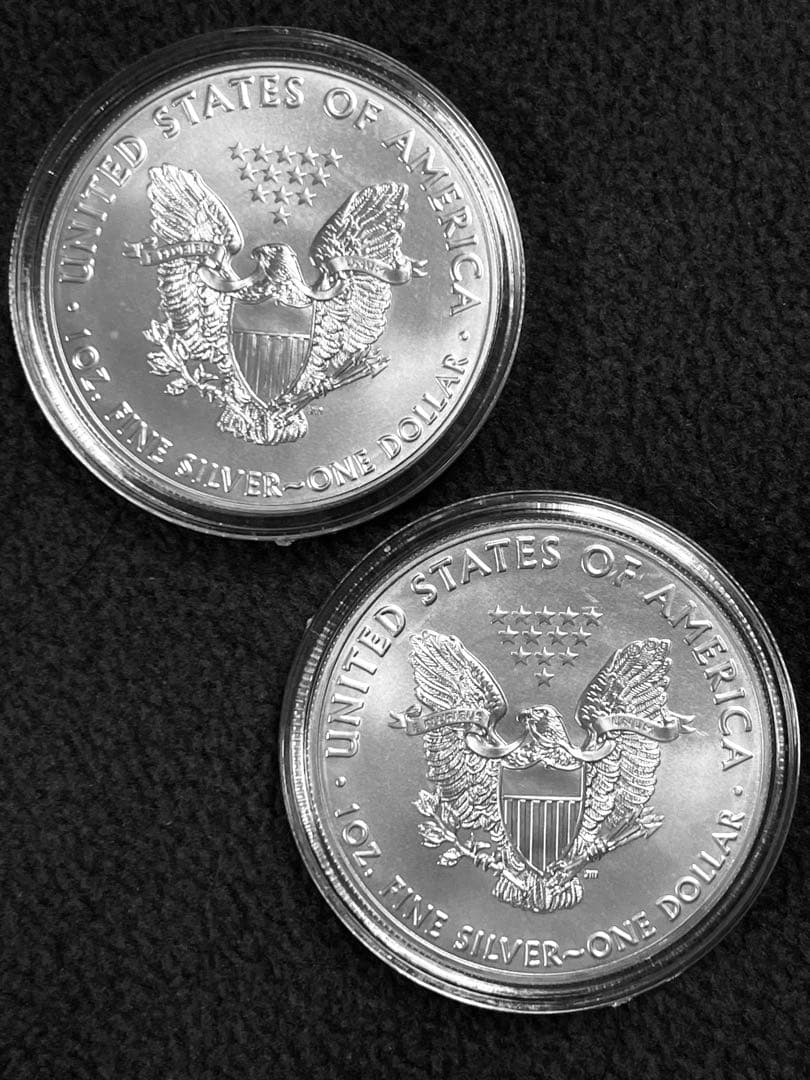 銀貨1オンス　イーグルウォーキングリバティ　2枚セット　純銀　アメリカ　保証書付