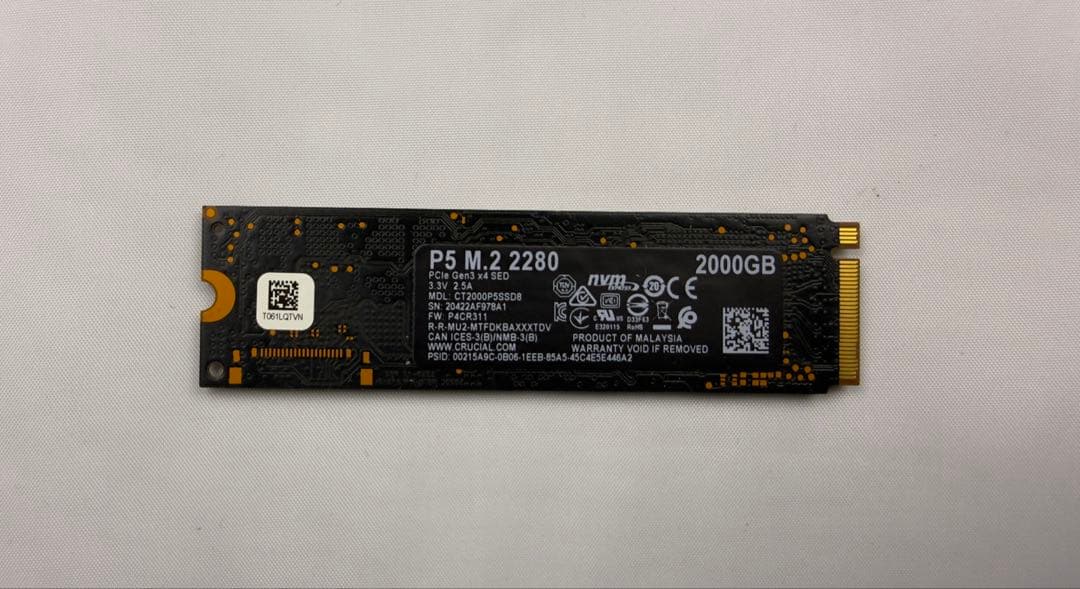Crucial P5 2TB M.2 2280 SSD 自作PCパーツ