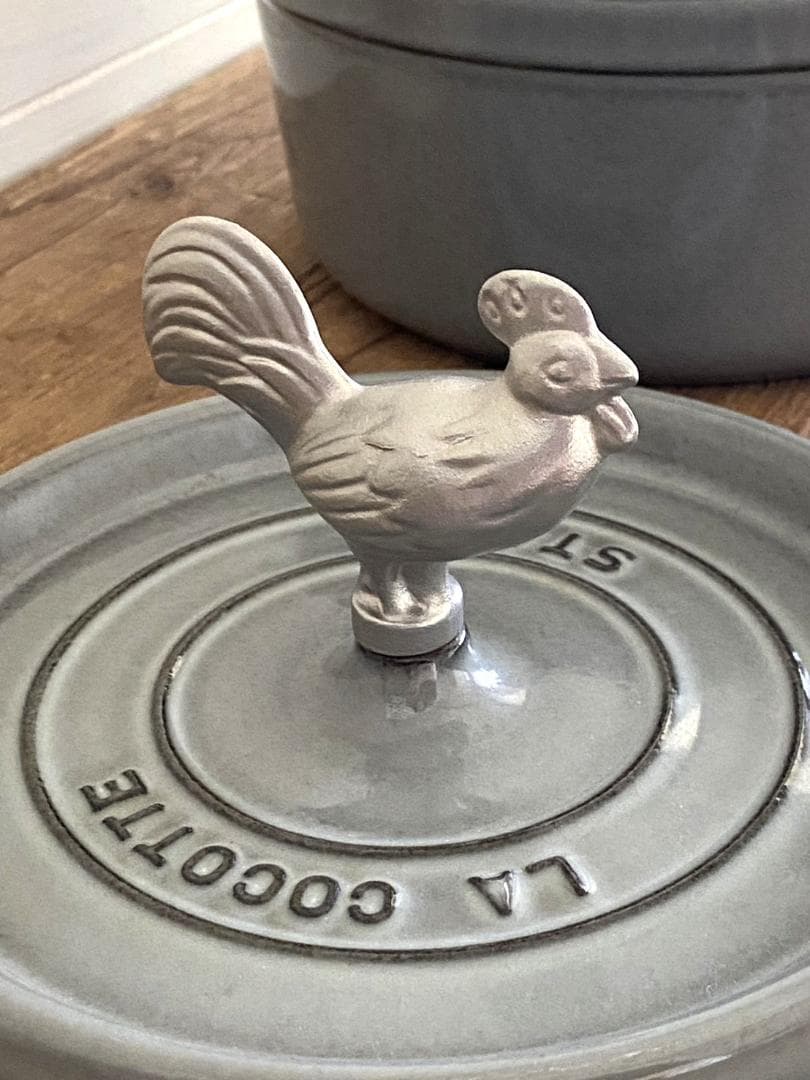 STAUB 18cm 両手鍋 アニマルノブ チキン グレー