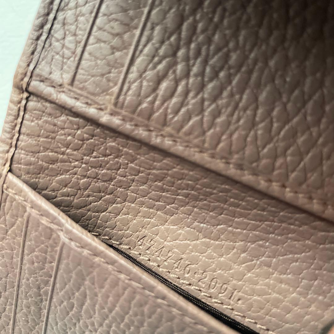 か*な様 GUCCI ピンクベージュ レザー三つ折り財布 GGマーモント　ダブル