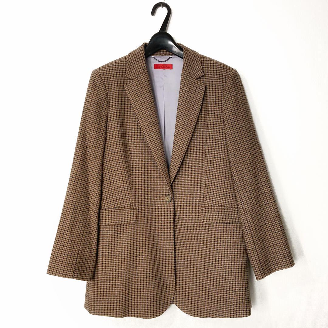 たみ 美品✨MAX&CO. チェック柄テーラードジャケット 総裏 46