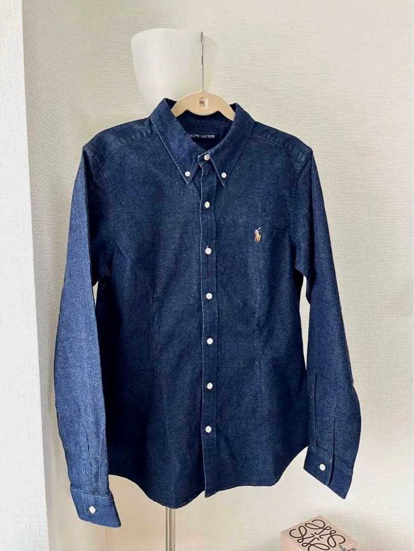 【美品】90s RALPH LAUREN ラルフローレン デニムシャツ 刺繍