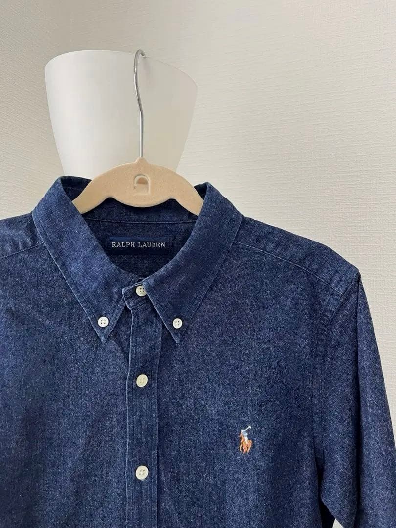 【美品】90s RALPH LAUREN ラルフローレン デニムシャツ 刺繍