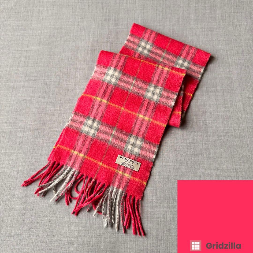 極美品 BURBERRY LONDON イングランド製 カシミヤマフラー ピンク