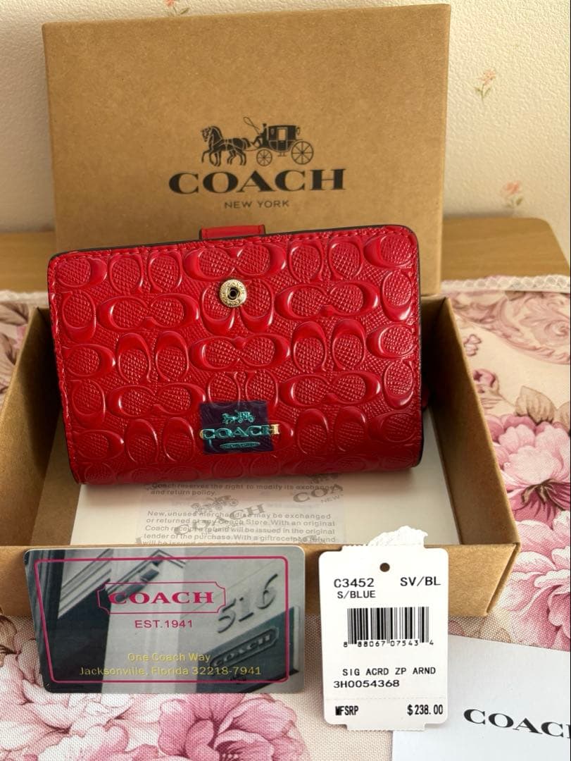 COACH レッド 二つ折り財布
