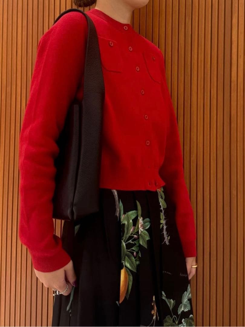 【確実正規品】CABaN コットンカシミヤクルーネックカーディガン レッド