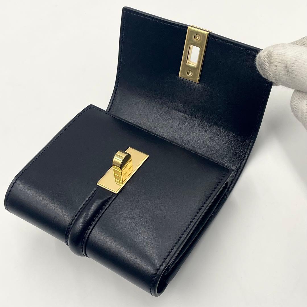 【未使用級】セリーヌ セーズ スモールトリフォールドウォレット 三つ折り財布 黒