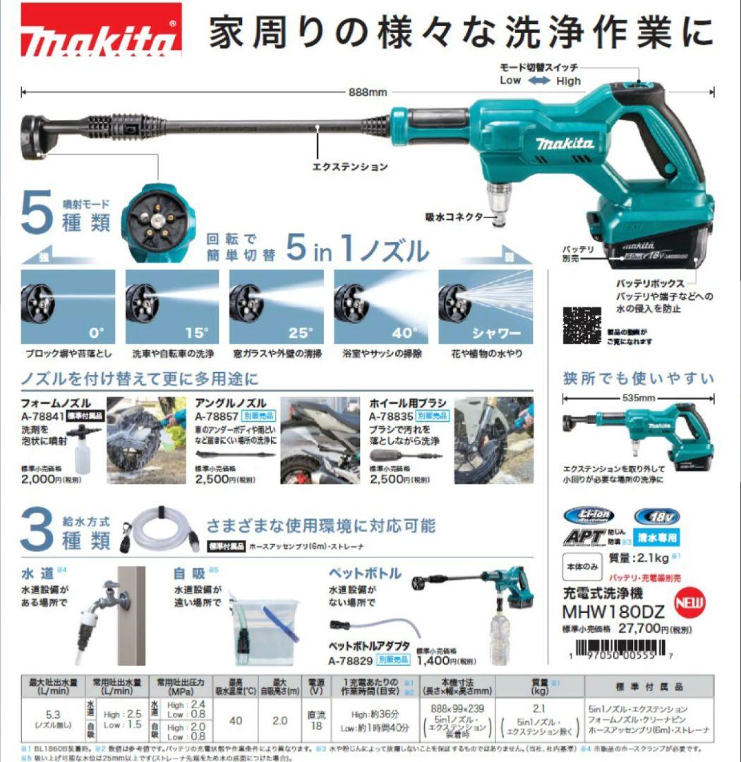 マキタ 充電式洗浄機 MHW180DZ 新品未使用 makita