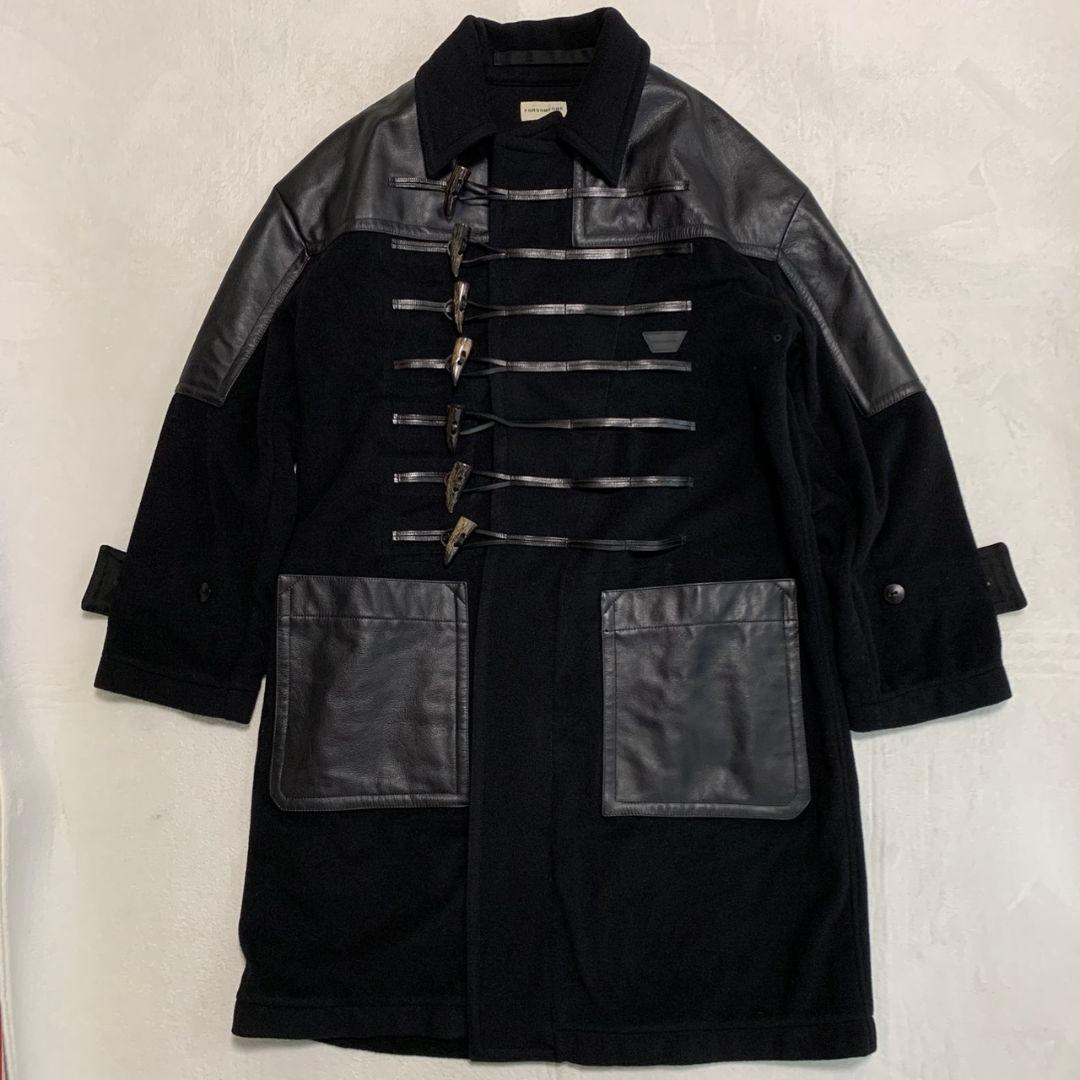 定価14万【美品】FORSOMEONE レザーパネル ウールダッフルコート 48