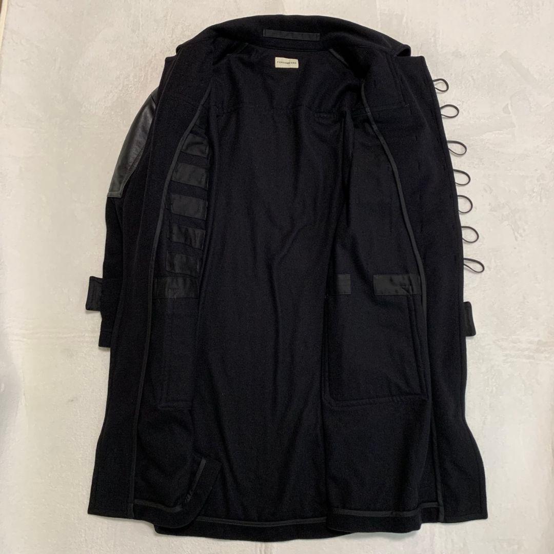 定価14万【美品】FORSOMEONE レザーパネル ウールダッフルコート 48