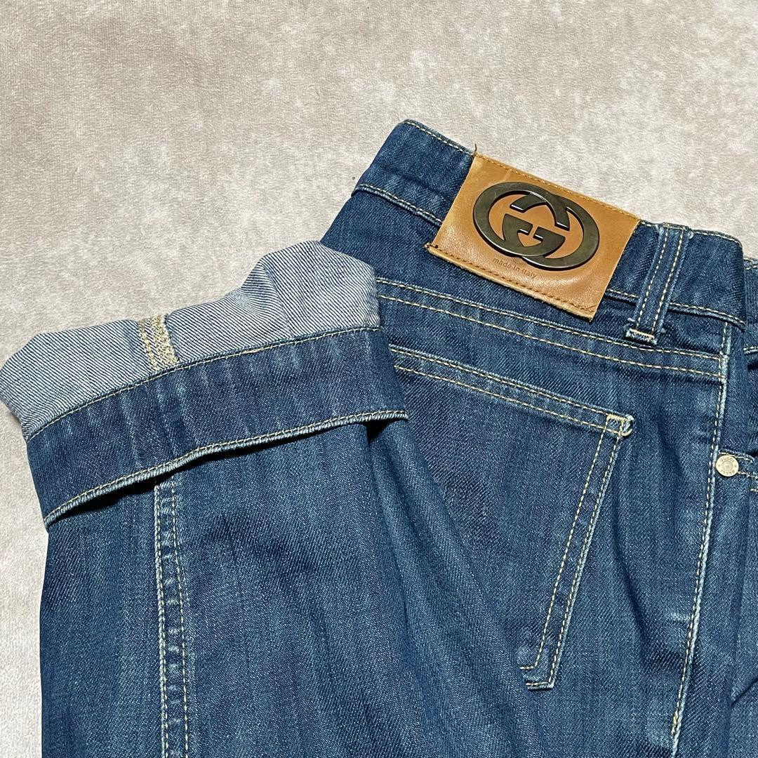 グッチ　GUCCI　ジーンズ　デニムパンツ　クロップド丈　インターロッキング