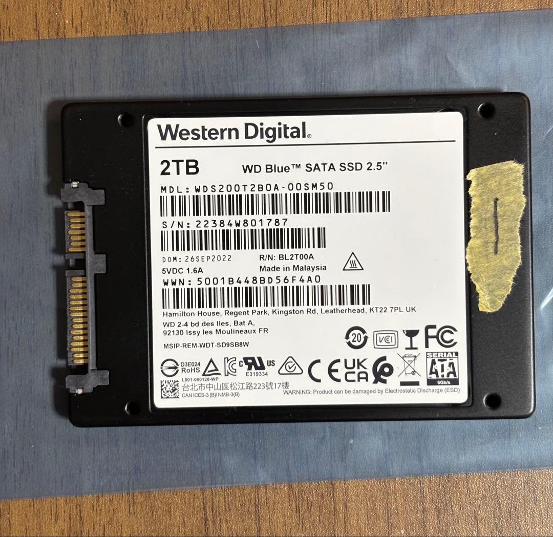 WD Blue 2TB SSD WDS200T2B0A 2.5インチ SATA