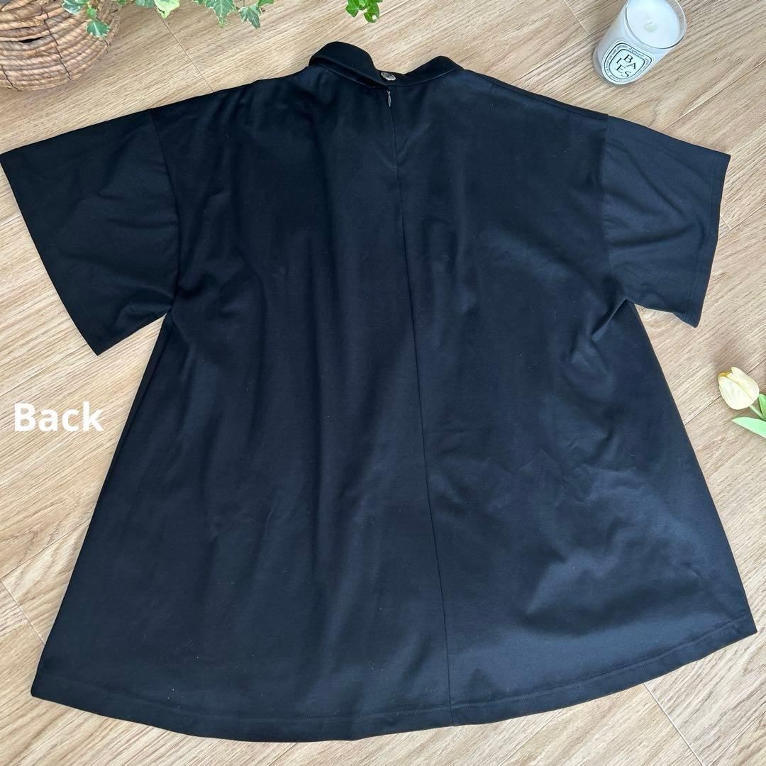 新品　ENFOLDエンフォルド　シルケット天竺ラッフルヘムTシャツ38　ブラック