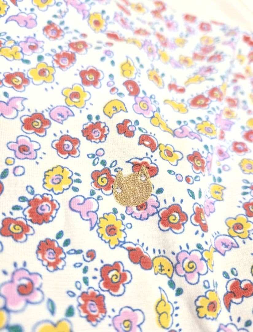 高級ツモリチサト　スリープ　パジャマ　M　綿100　猫　薄手　上下　新品　小花柄