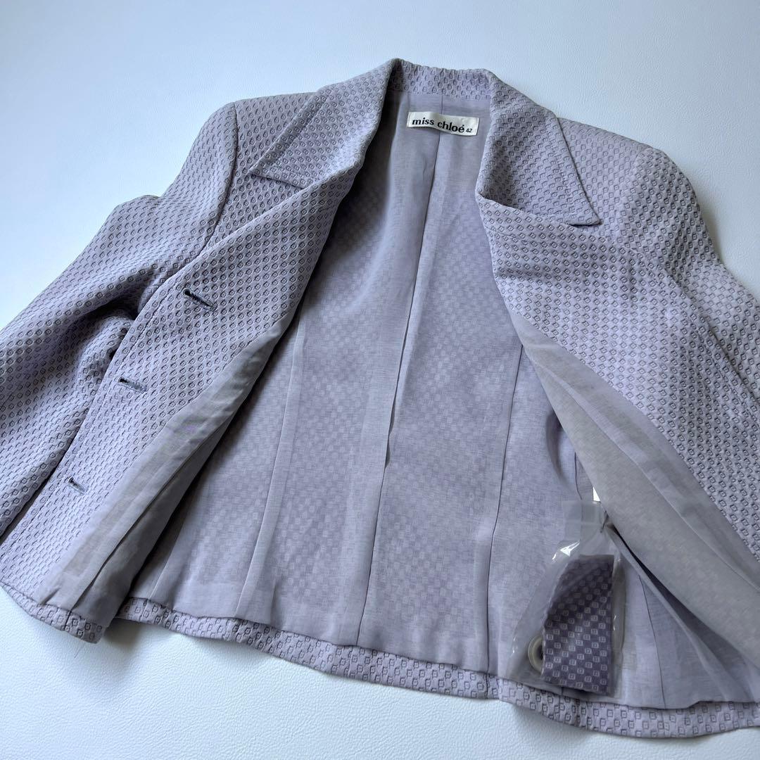 美品　Miss Chloe ミスクロエ　シングルジャケット　総柄　ラベンダー