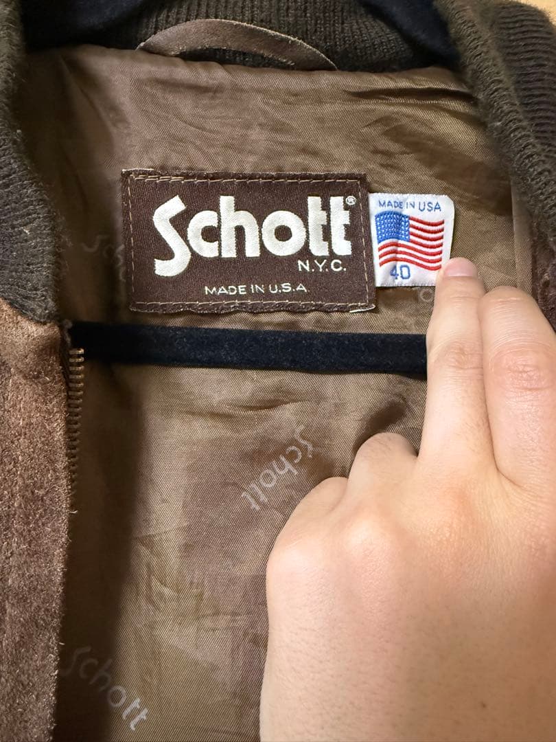 Schott スエードレザー ボンバージャケット ブラウン