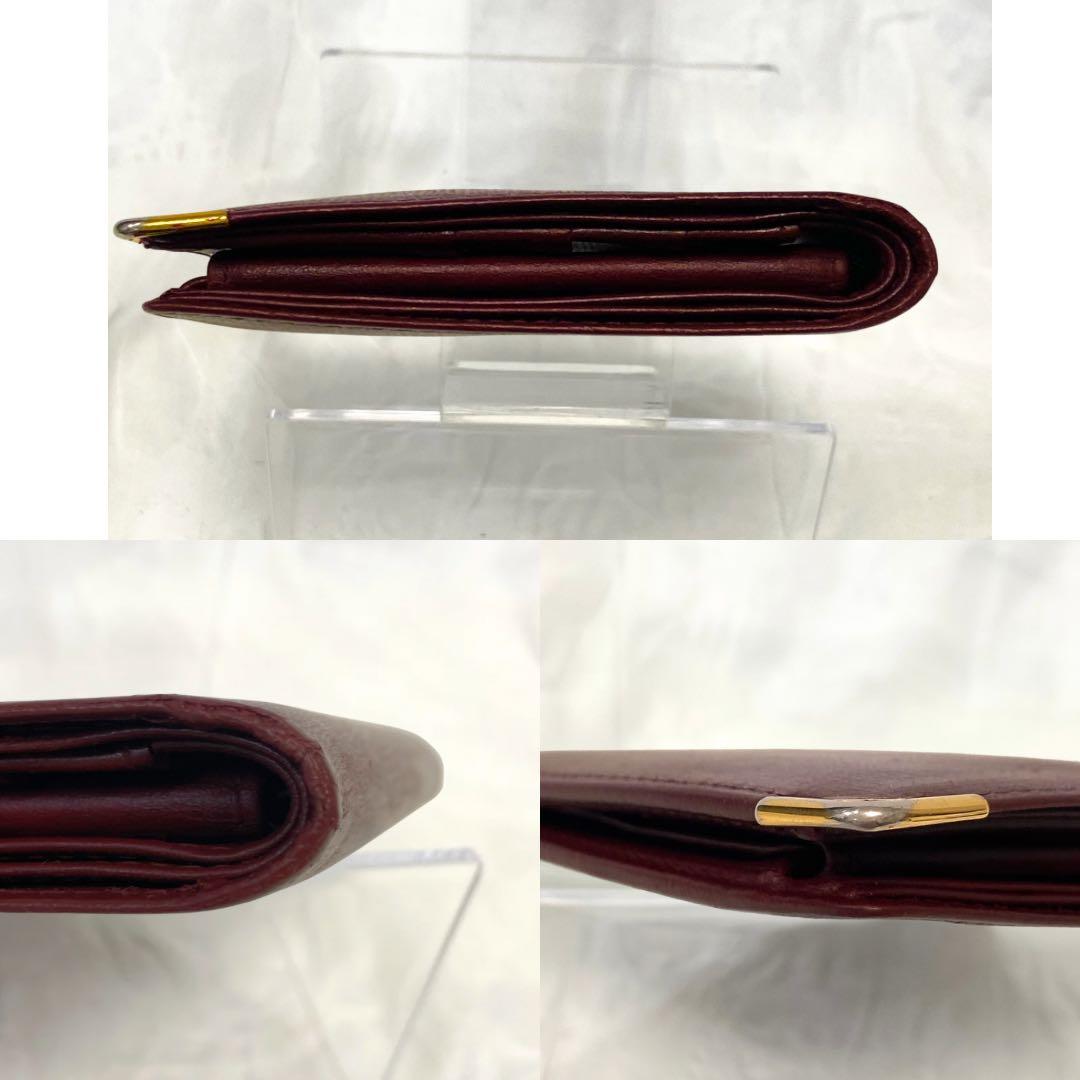 Cartier バーガンディ 二つ折り財布　マストライン　レザー